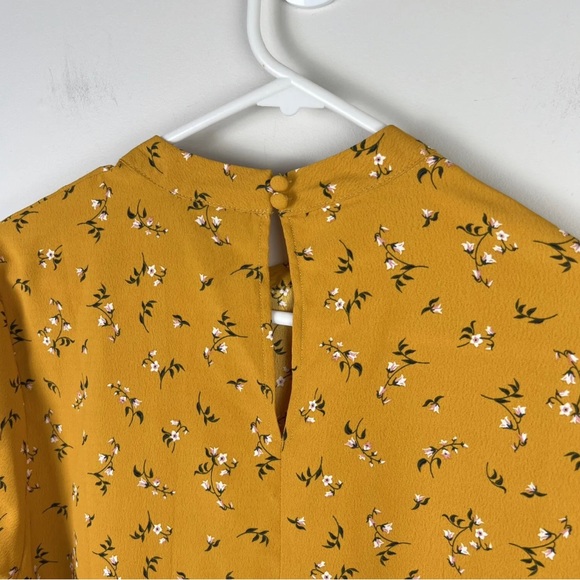 Jeanswest Blouse Top Blouse Mustard Yellow Floral Long Sleeve Size M 12 - Picture 4 of 9